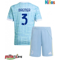 Camiseta Juventus Gleison Bremer #3 Visitante Equipación para niños 2025-26 manga corta (+ pantalones cortos)